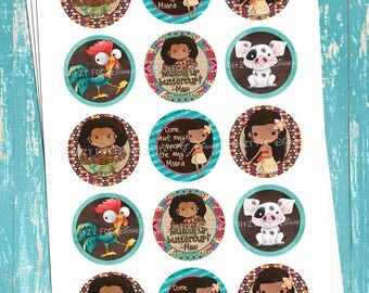 Moana - Disney Princess - Digital Bottle Cap Images - INSTANT DOWNLOAD - 1" Bottle Cap Images 4x6