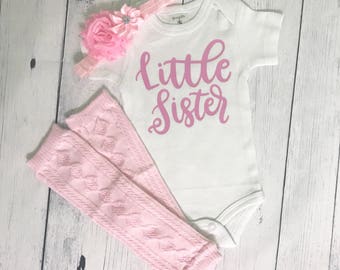 Little Sister Coming Home Outfit Newborn Girl Outfit Baby Girl Coming Home Outfit Little Sister Outfit Little Sister Bodysuit Little Sister