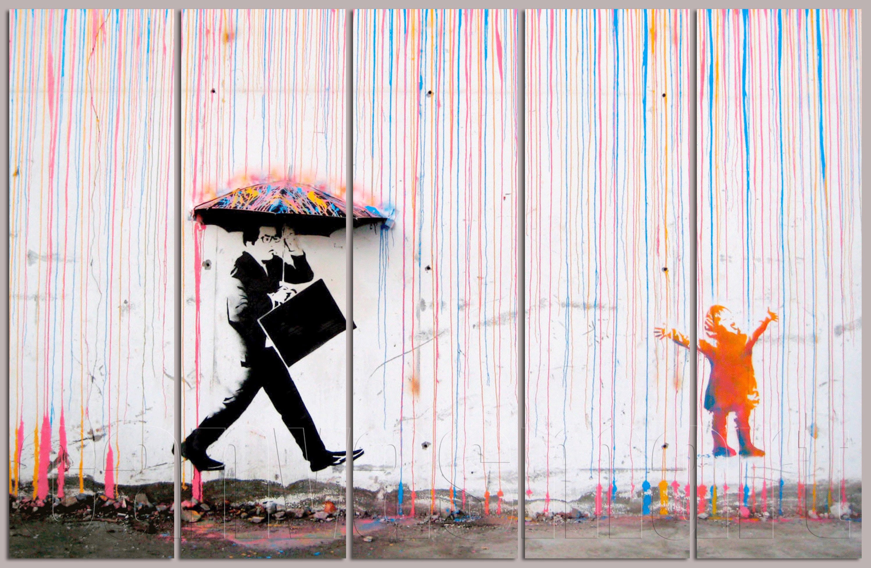 Download Color Rain Banksy Graffiti Spray Painting Stenciling Technique