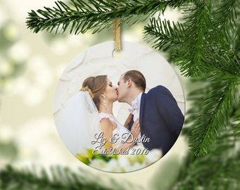 Wedding christmas ornament, First christmas ornament, married couple first christmas, personalized picture, wedding christmas ornament gift