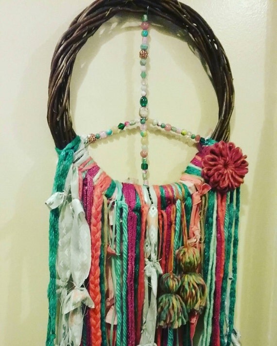 Items similar to Peace Wreath Peace Dreamcatcher Wreath Dream