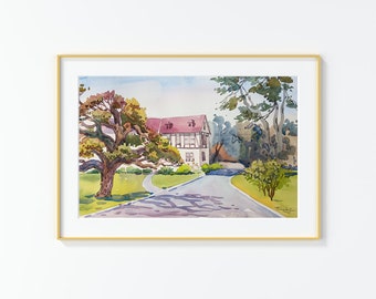 Original Watercolor Painting,Watercolor Painting,landscape,Paseo Encinal St