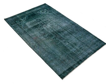 Genuine Vintage rug, Distressed Rugs, Handmade oriental rug 5'7"x 9'1, blue color vintage rug, blue, aqua decoration, distressed area rug