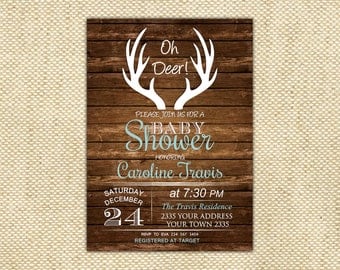 Oh Deer Baby Shower Invitation. Deer Baby Shower Invitation. Rustic Baby Shower Invitation. Boy Baby Shower. Girl Baby Shower. Deer Invite.