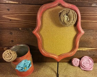 Framed Cork Board Hanger, Entryway Message Board and Hook