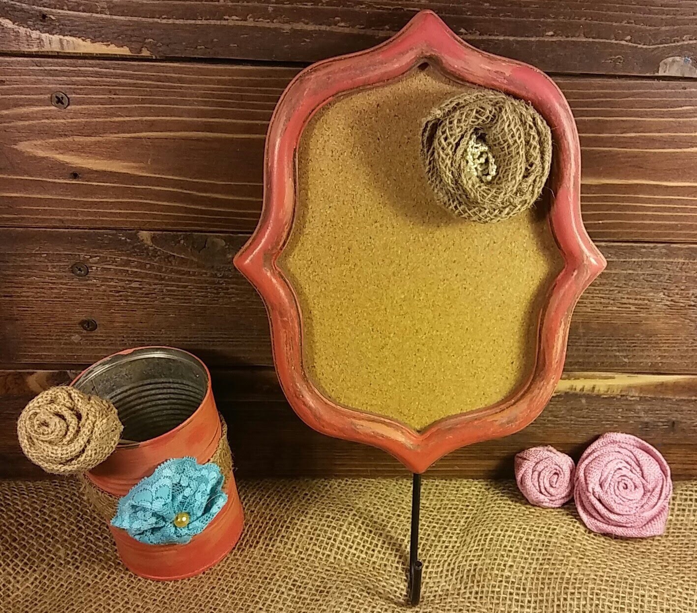 Framed Cork Board Hanger Entryway Message Board and Hook