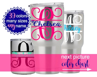 Split Letter Monogram Decal for Yeti, Yeti Tumbler Decal for Women, Yeti Name Decal Stickers, Custom Decals for Yeti Cups DECAL ONLY 5LN3Y