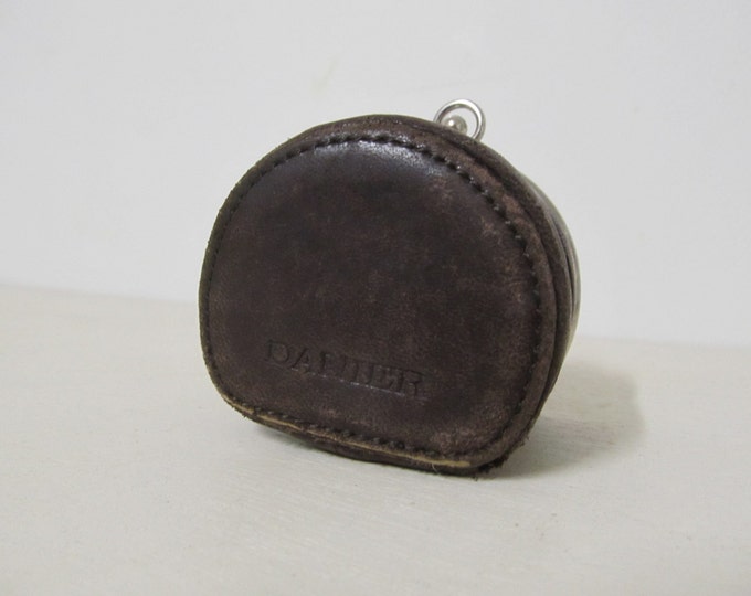 Leather coin purse, small brown leather Danier wallet, vintage collapsible wallet
