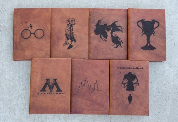 Leather bound and Lasered Harry Potter by LeatherboundbookShop