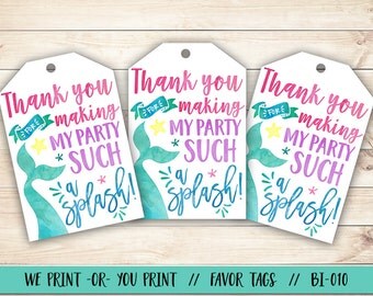 Mermaid Birthday Tag, Mermaid Favor Tag, Mermaid Party Favor Tag, Mermaid Birthday Favor Tag, Under the Sea Party, Mermaid Birthday
