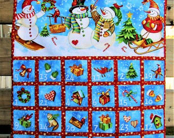 Keepsake Fabric Fillable Christmas Advent Calendar - Santa, Reindeer and Presents Backing Fabric