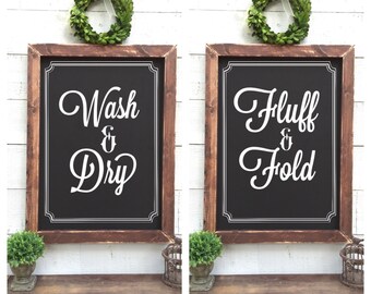 Laundry Chalkboards, SET OF 2, wash and dry, fluff and fold