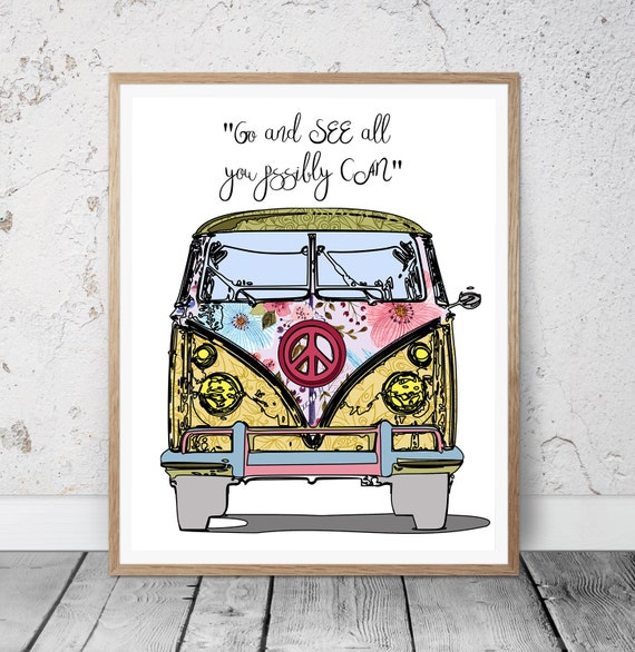 VW Bus Print VW Bus Decor Volkswagen Bus Art Vintage