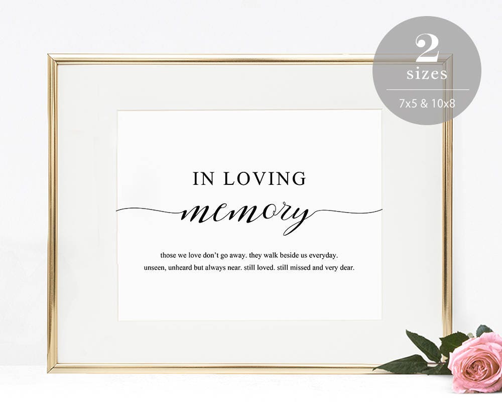 In Loving Memory Sign Template Printable In Memory Sign