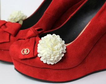 ivory flower shoe clip/for/purse ivory wedding shoe clip flower accessory decoration bridesmaid gifts women bag clip women accessory G1
