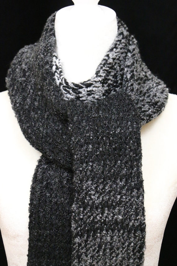 Handmade knitted scarf Black and White