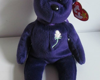 Rare Limited First Edition Princess Diana Beanie Baby, REDUCED With no Space Tag, 1997 made in Indonisia, P.E.Pellets in Pristine Condition