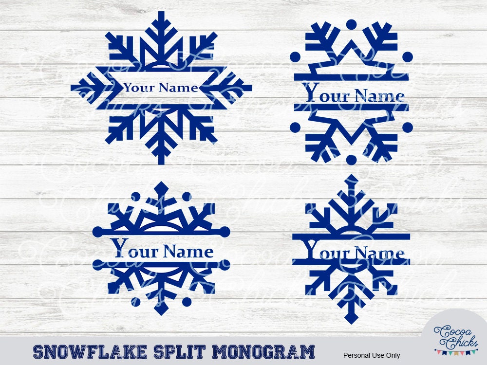 Download Snowflake Split Monogram SVG for Silhouette and Cricut