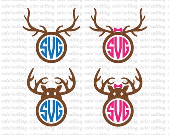 Christmas svg, Reindeer monogram svg, christmas monogram svg dxf jpeg cutting files for Silhouette Cameo, Portrait, Curio, Cricut