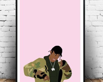 Travis Scott poster wall art, Travis Scott print, hip hop art poster, Travis Scott Art, Travis scott gift idea