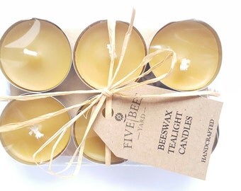 Organic Beeswax Tealights Candle - 100% Pure Beeswax - Party Gift - Hygge - Housewarming Gift - Home Decor -Tea Light Candles - Gift Set