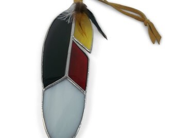Medicine Wheel Inspired Stained Glass Feather