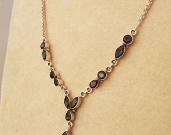 Chain necklace in silver 925 link jaseron and stones iolite