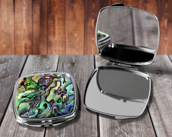 Abalone Shell Compact mirror, Make up mirror, Pocket mirror, Hand Mirror, Purse Mirror, Birthday gift, Gift for her