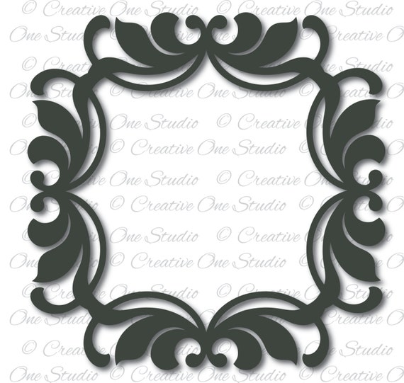 Monogram frame border design element SVG DXF STUDIO3 ai eps