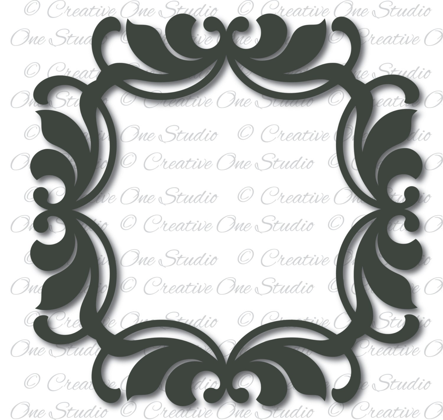 Monogram frame border design element SVG DXF STUDIO3 ai ...