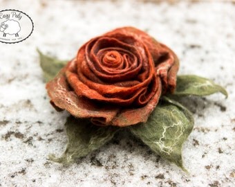 Rose Brooch Rose Jewelry Felted Flower Brooch, Felted Rose Felt Brooch Wool Flower Gift for her
