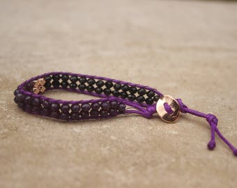 Purple Leather Wrap Bracelet