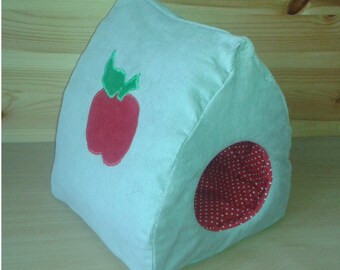 Hedgehog house bed small animal guinea pig - beige with apples