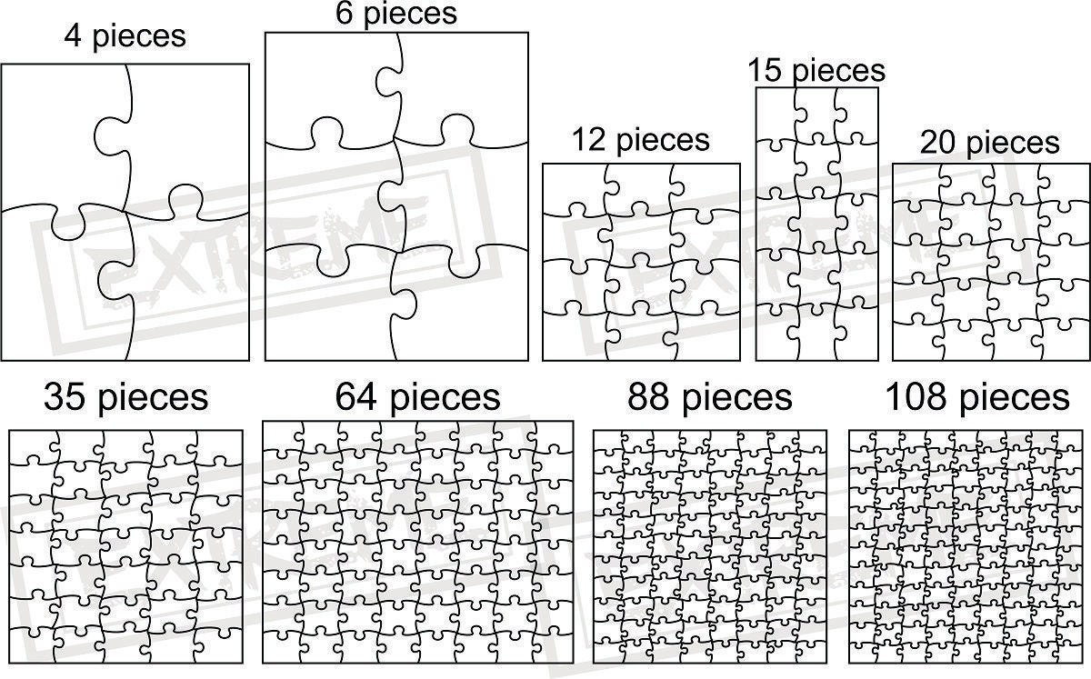 Download Large Jigsaw Puzzle Template Collection DXF, EPS, SVG Zip ...