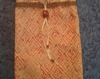 Coral tapestry tarot bag, handmade