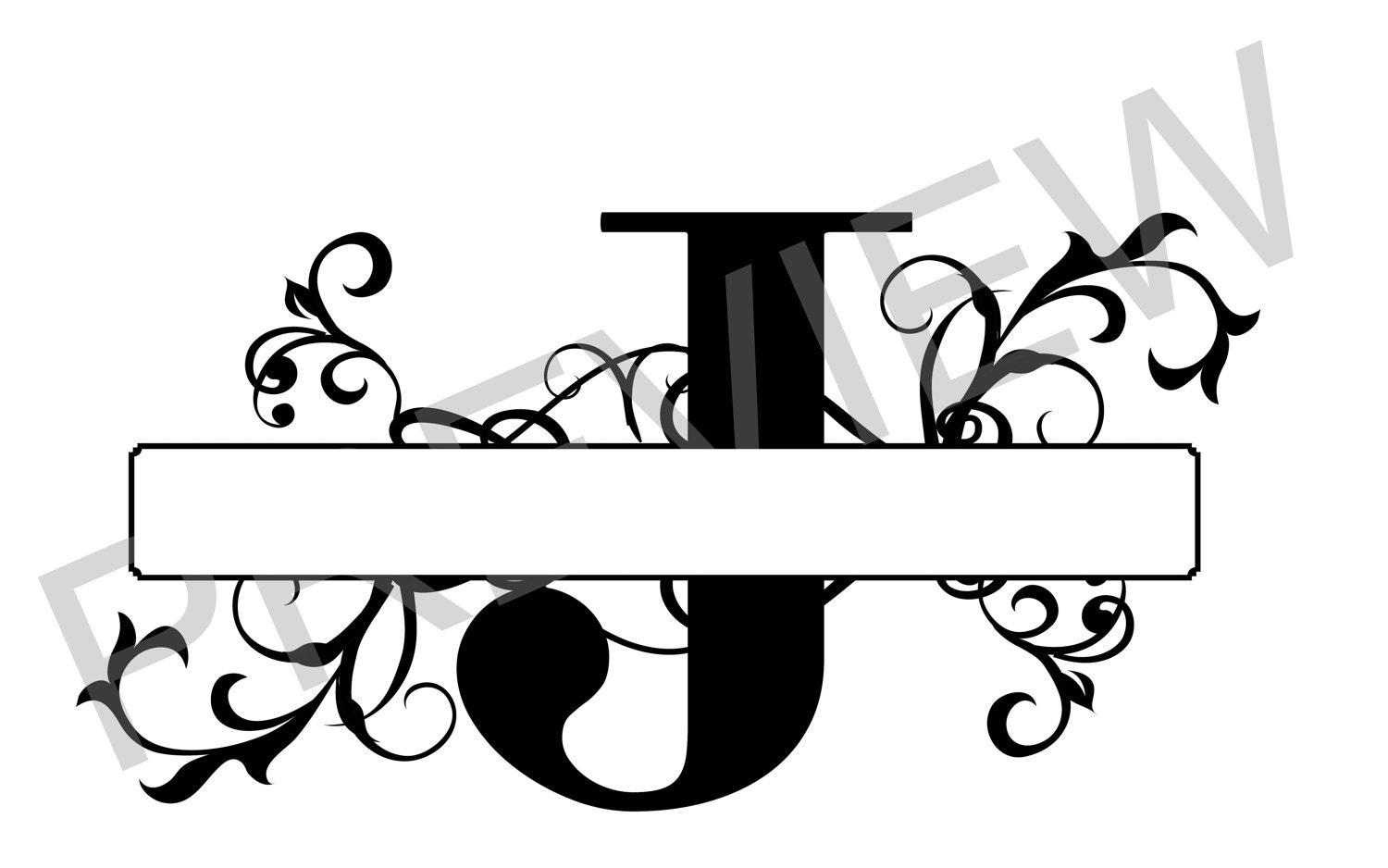 Split Monogram SVG Letter J Regal Split Alphabet Vector