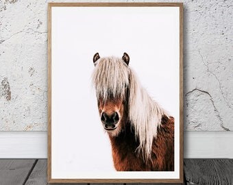 Wild Pony Print, Horse Printable, Digital Download, Icelandic horse Print, Horse Portrait, Pony Art Print, Scandinavian Wall Decor, Boho
