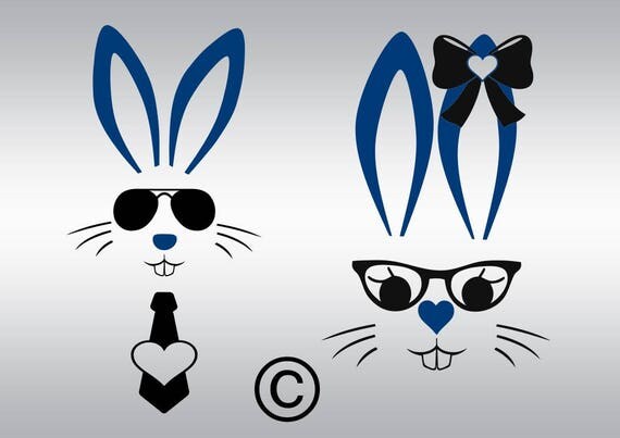 Bunny easter boy girl bow tie SVG Clipart Cut Files ...