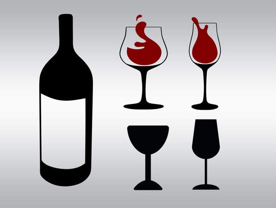Download Wine glass and bottle SVG Clipart Cut Files Silhouette ...