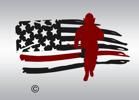 american flag fireman SVG Clipart Cut Files Silhouette Cameo