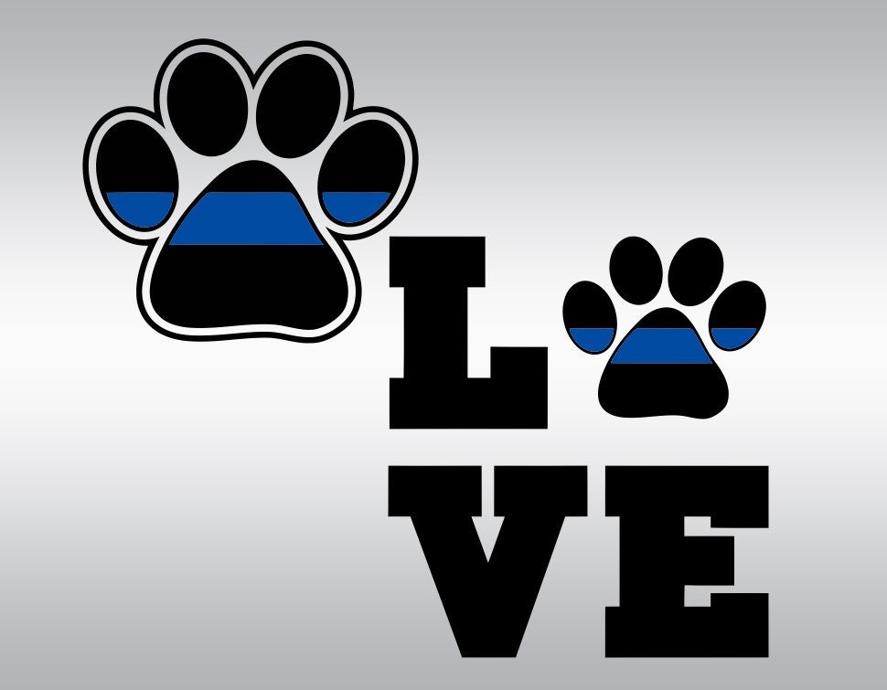 Download Paw dog love thin blue line SVG Clipart Cut Files Silhouette