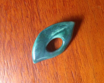 Turquoise ceramic mid century brooch