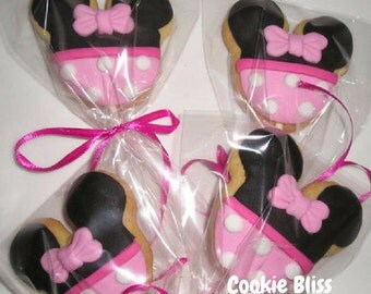 6 Pink Minnie Mouse Cookie Pops Party Favors Kids Birthday Favors Decorated Cookies Baked Goods Cookie Lollipops Cookie Gifts Sugar Cookies