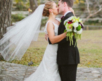 Wedding Tulle Veil, Soft Bridal Veil , Fingertip Length Tulle Veil