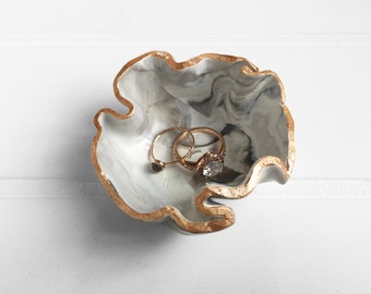 Marble Rose Gold Ring Dish (One-Of-A-Kind)