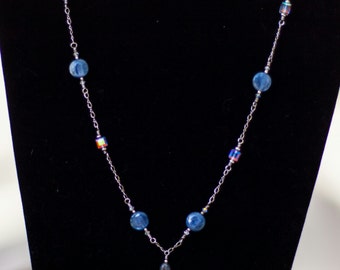 Swarovski Crystal and Kyanite Gemstone on Sterling Silver Chain