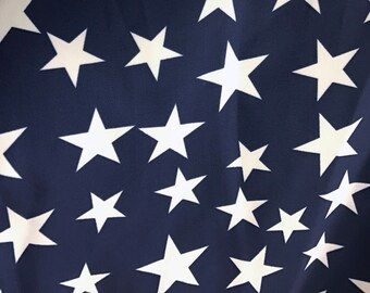 White Star/Navy Print Swimwear Fabric, Nylon Spandex Matte Tricot 4 Way Stretch