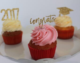 Graduation Cupcake Topper – Class of 2017 – Congrats Cupcake Topper – 2017 Cupcake Topper – Grad Cap Cupcake Topper – Graduation Package