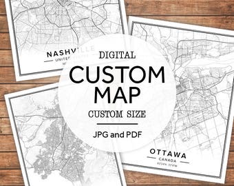 Custom City Map, Custom Map Art, Custom Map Print, City Map Print, City Map Art, Map Download, Maps Of Cities, City Posters, Pdf Prints
