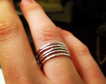 Hammered Stacking Ring - Sterling Silver